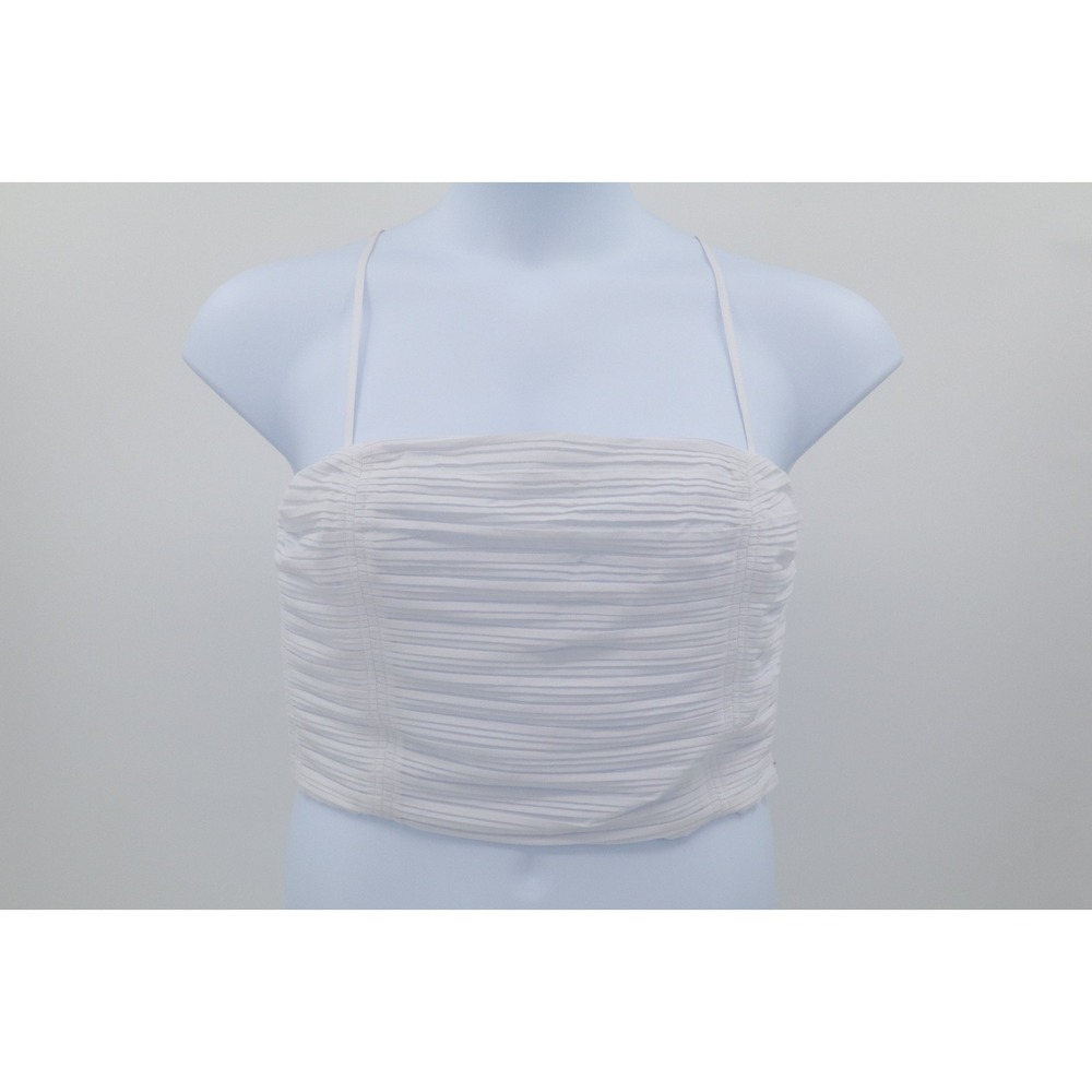 NWT Madewell Womens Poplin Crop Tube Top Pleated White Smocked Cotton Size 10 - Picture 5 of 10